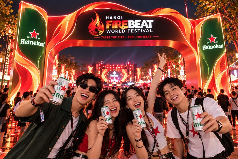 Khán giả trước sân khấu và dãy gian hàng Firebeat