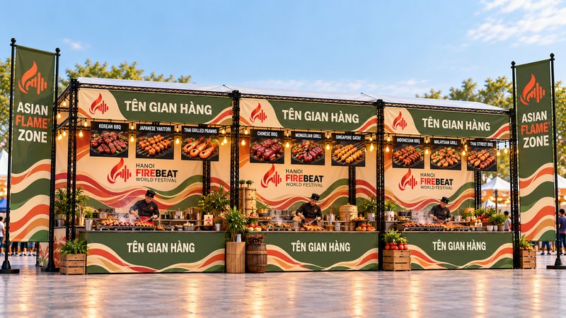 Minh họa Gian hàng ẩm thực
