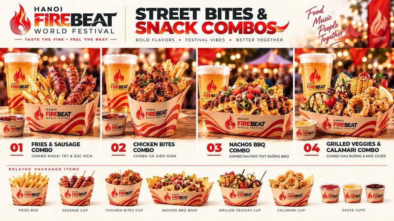 Set món ăn vặt đường phố Street Bites & Snack Combos
